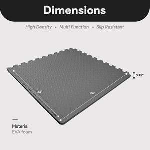BalanceFrom 96 Sq Ft High-Density Anti-Static <b>Interlocking</b> EVA Foam Exercise Mat <b>Tiles</b> Customizable Size for Gym <b>Floor</b> Mat Gray - Product Image 3