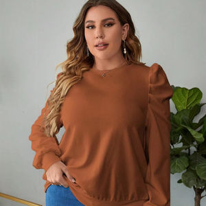 เสื้อสเวตเตอร์แบบสวมหัวของผู้หญิงเสื้อกันหนาวถักวาฟเฟิลวาฟเฟิลสีพื้นสไตล์มุกกำหนดเอง - Product Image 1