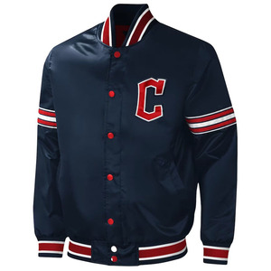 Chaqueta Versity de satén 100% de alta calidad, bombardero bordado con logotipo personalizado con lona, chaqueta de satén de seda al por mayor - Product Image 1