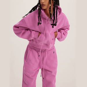 Sudadera Corta Informal para Mujer, Sudadera con Capucha de Manga Larga para Otoño, Forro Polar Cálido, Ropa Deportiva Informal Esencial - Product Image 1