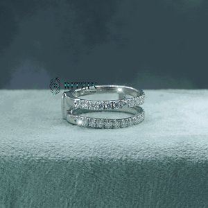 แหวนเพชรโมอิส2แถวสไตล์ไม่ซ้ำใครสำหรับผู้หญิง925เงินสเตอร์ลิงตัดสีขาว - Product Image 4