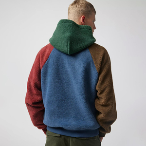Custom Color Block Oversized <b>Sherpa</b> <b>Men's</b> <b>Hoodie</b> Pullover Winter Warm Streetwear OEM ODM Fleece Hooded Sweatshirt Manufacturer - Product Image 2