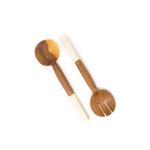 Cuillère en bois antique en bois d'acacia naturel poli et fait à la main avec poignée en résine pour accessoires de cuisine pour la maison - Product Image 1