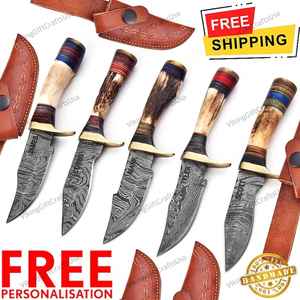 Cuchillo Skinner de acero de Damasco de 8 pulgadas de alta calidad, punto de caída de espiga completa, mango de madera OEM personalizable, diseño de ciervo, ciervo - Product Image 4