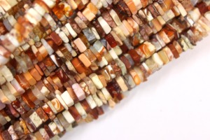 Pierre précieuse d'opale de feu mexicaine naturelle de 16 "de long brin, perles carrées lisses, perles Heishi d'opale, perles de taille 5-5.5 MM - Product Image 3