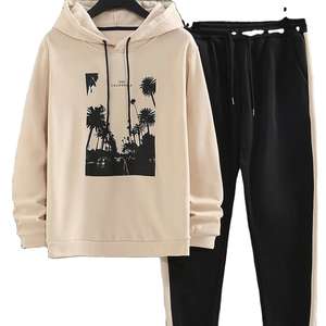 Traje de gimnasio de invierno personalizado para hombre 100% algodón transpirable patrón sólido de talla grande traje deportivo informal estilo callejero - Product Image 1