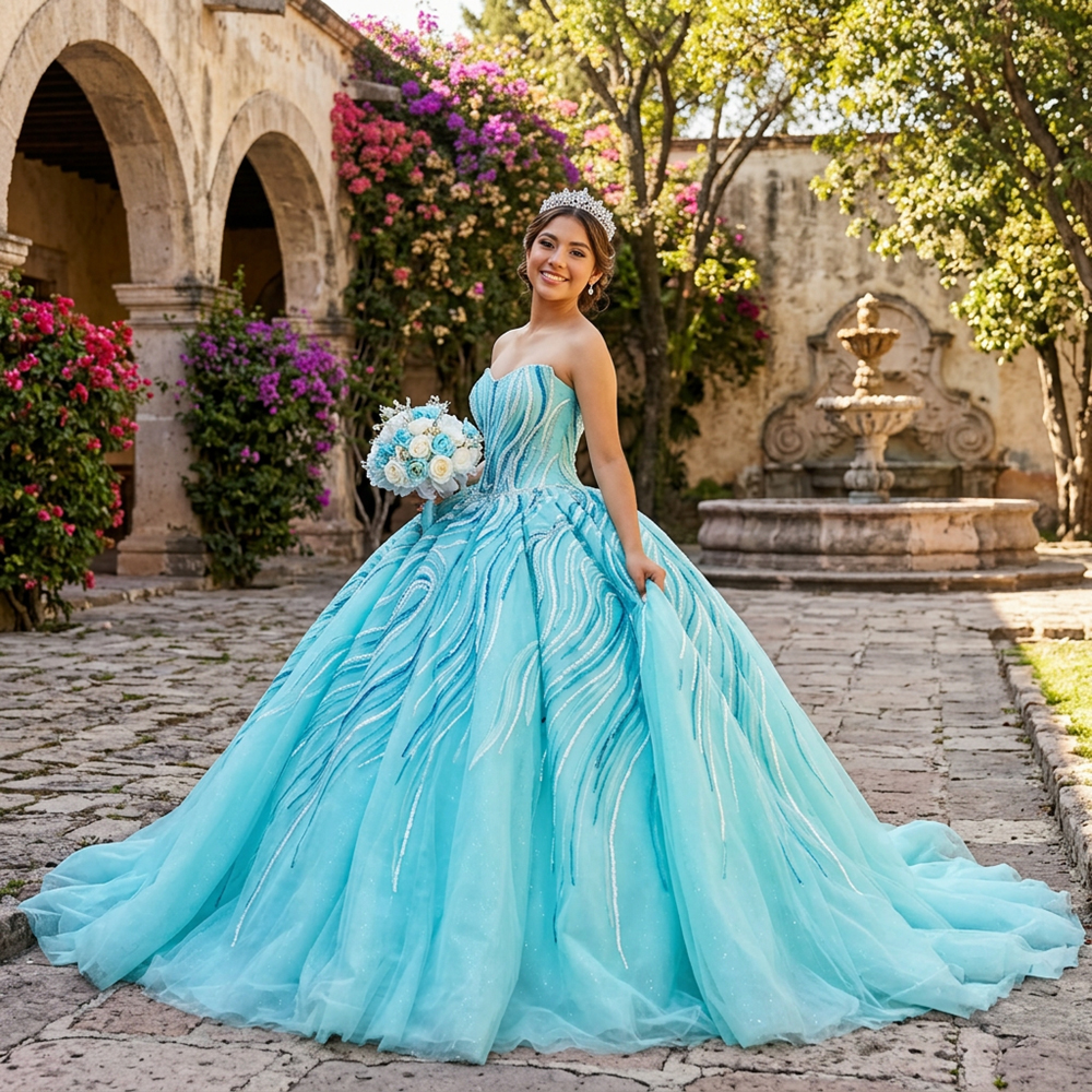 15 birthday dresses turquoise Lovely Beaded Organza Ruffles Turquoise Quinceanera Dresses Ball Gowns