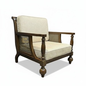 Hemingway Traditional Style Ash Wood Single Sofa <b>Square</b> Genuine Leather Upholstered Living Room Furniture Set GSD68096 - Product Image 1