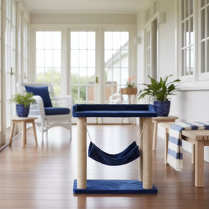 ที่นอนแมวคุณภาพสูง Amistar Royal Blue Cat Retreat พร้อมที่ลับเล็บแบบเปลญวนสำหรับแมวทุกขนาด - Product Image 1