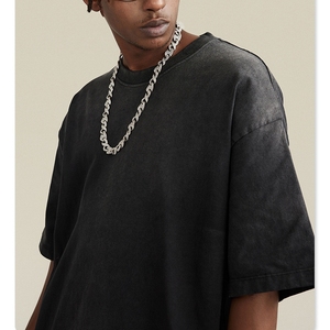 T-shirt pour homme de haute qualité, streetwear, 260 g/m², poids lourd, 100 % coton, vintage, col rond, lavé, surdimensionné - Product Image 2