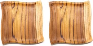 Plateau ovale avec bordure incrustée de perles de bois Plateau de service en bois de manguier Assiette de service Plateau en bambou servant restaurant et hôtel Supply - Product Image 2