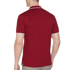 Camiseta Polo Roja para Hombre con Cuello y Puños Blancos, Elegante Camiseta Casual de Manga Corta, Calidad Premium, Ajuste Cómodo, Ropa Deportiva - Product Image 2