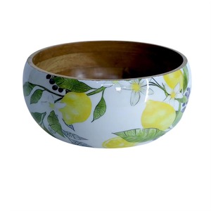 Wooden Decorative Bowl With Floral Design Artistic Hand Made Accent Piece For Living Room <b>Kitchen</b> Storage Or Vintage Styling - Product Image 5