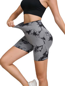 Vente en gros de pantalons de fitness teints par cravate sans couture unisexe pour femmes taille haute et levage des hanches sport serré court Sexy pêche Yoga Shorts - Product Image 4