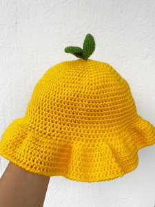 Wholesale Handmade Cute Crochet Bucket <b>Hat</b> Lemon Shape <b>Summer</b> Suitable for Festival Beach Travel - Product Image 4