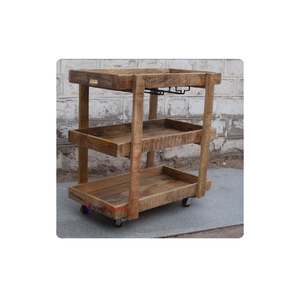 Gabinete de barra de carro de madera maciza de lujo moderno con ruedas muebles de madera de mango muebles de madera modernos de interior - Product Image 6