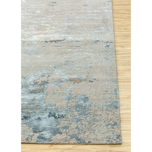 พรมขนสัตว์และไหมไผ่ถักมือสีเทาและดำ ลายแบบนามธรรม รุ่น Srb(702) สำหรับใช้ในบ้าน - Product Image 4