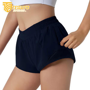 Vente en gros Short de course à séchage rapide Sport double couche taille élastique Short de yoga d'entraînement actif Short de cyclisme en plein air pour femmes - Product Image 5