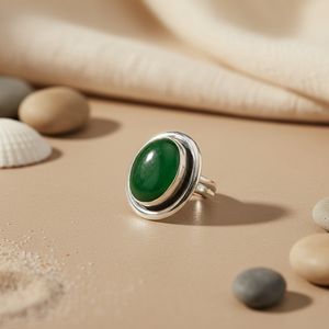 Boucles d'oreilles fines en argent 925 avec pierre précieuse en jade, élégante bague, bijoux cadeau pour femmes - Product Image 1