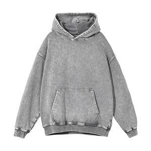 Sweat à capuche homme 100% coton lavé à l'acide Style vintage High Street Pull d'hiver avec motif solide Séchage rapide Respirant 280g - Product Image 1