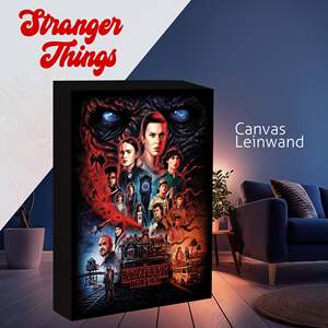 Tableau sur toile lumineux Stranger Things moderne avec cadre noir et motif portrait - Product Image 5
