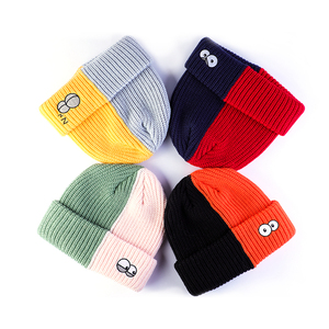 Bonnet tricoté en acrylique doublé de satin double couche 100% laine Bonnet de crâne d'hiver pour le cyclisme Alpinisme Bonnets d'hiver bicolores en tricot - Product Image 3