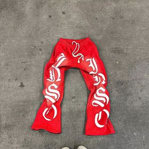 Streetwear personnalisé en détresse Patch brodé cloche bas empilé pantalon de survêtement survêtement jambe large lavage à l'acide pantalon de survêtement évasé hommes - Product Image 4