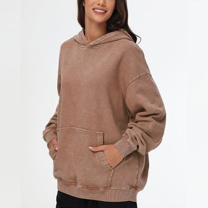 Sudadera con Capucha para Mujer, Diseño Nuevo, Lavado Ácido, Servicio OEM, Ropa Urbana, Sudadera con Capucha Lavada Ácido al por Mayor, Personalizada - Product Image 3