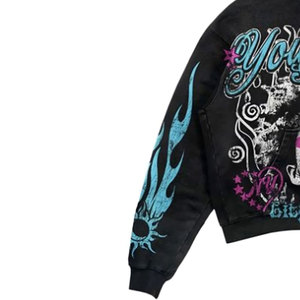 OEM ODM personalizado hombres Rhinestone sudaderas con capucha DTG DTF sublimación sudadera Streetwear pulóver ropa Casual - Product Image 2