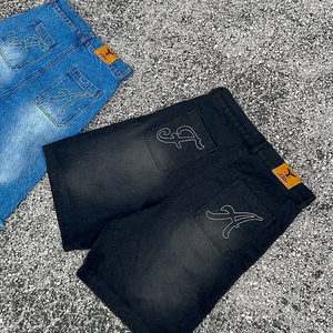 Salopette en jean pour homme, taille mi-haute, 100% coton, respirante, séchage rapide, écologique, diamants de couleur cristal, streetwear d'été - Product Image 3