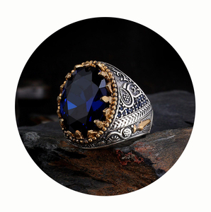 New Arrival High Quality Turkish Luxury <b>Mens</b> Wedding <b>Ring</b> 925 Sterling <b>Silver</b> Yemen Aqeeq Stone Classic Wholesale Jewelry Turkey - Product Image 2