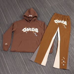 Custom Sweatsuits Tracksuit Thick Fleece 100% Cotton Two Piece Hoodies and <b>Flare</b> Sweat Pants Suit Stacked Joggers Set Men - Product Image 5