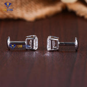 0,80 TDW Asscher Cut Diamond White Gold Earring by Labstone / Incomparable Diamond Beauty/Color DE LA EF-VS - Product Image 3