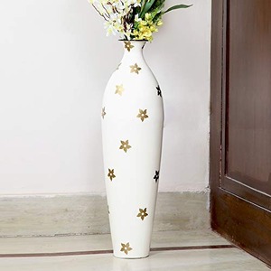 Grand vase à fleurs en fer fait à la main élégant design côtier enduit de poudre finition noire mate décor de sol intérieur moderne - Product Image 3