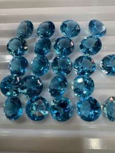 คุณภาพสูง8mm รอบเหลี่ยมเพชรพลอยหลวมธรรมชาติลอนดอนบลูโทปาซ - Product Image 5