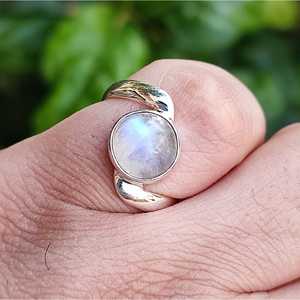 Rainbow Moonstone Handmade <b>Statement</b> <b>Ring</b> Sterling <b>Silver</b> Boho Men's for Anniversary Birthday Christmas Valentine's Day Gift - Product Image 3