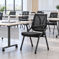 Chaise d'entraînement pliable confortable en maille avec dossier ergonomique et structure métallique pour salle de réunion et salle de classe