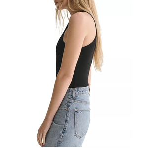 Women's Black Knitted Backless Tank Top Solid Color <b>Stretch</b> Cut-Out Hollow Out Regular Fit Pants Style - Product Image 5
