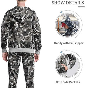 Nouveaux survêtements unis pour hommes en gros, avec fermeture éclair, motif camouflage, 100% coton, en tissu molletonné doux, fabrication de vêtements confortables, toutes tailles - Product Image 3
