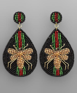 Pendientes de gota de declaración con temática de abeja intrincada hecha a mano de calidad superior bordado semilla cuenta abeja exquisita semilla con cuentas Exh - Product Image 6