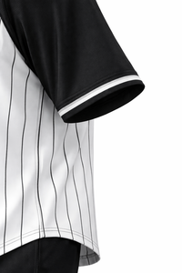 Maillot de baseball personnalisé blanc à fines rayures, chemise de baseball noire à manches raglan boutonnée, haut d'uniforme d'équipe uni et respirant - Product Image 4