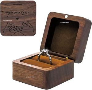 2025 nueva llegada caja de anillo de madera Vintage para ceremonia de boda compromiso - Product Image 1