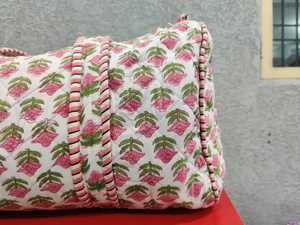 Bolso de lona bohemio de tamaño mediano reversible con estampado floral de bloque de mano acolchado de algodón hecho a mano indio, bolsos de cubo para mujer, sin cremallera - Product Image 3