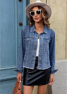 Boomletcorp แจ็กเก็ตผ้ายีนส์โอเวอร์ไซส์สำหรับผู้หญิงเสื้อผ้าลำลองมีกระดุมผ้าแคนวาสระบายอากาศได้ดีผ้าคอตตอนสำหรับผู้หญิง - Product Image 3