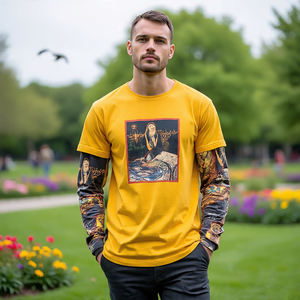 เสื้อยืดแขนยาวสำหรับผู้ชายเสื้อยืดพิมพ์ลายคอกลมสำหรับฤดูร้อน - Product Image 4