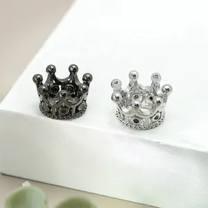 Lubang besar kuningan tembaga mahkota jimat manik-manik untuk perhiasan membuat Imperial Crown Spacer Bead untuk DIY gelang kalung aksesoris