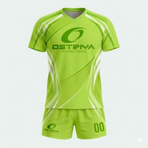 Ostriya International Unisex Sublimated <b>Volleyball</b> Uniform <b>Set</b> Blue Solid Moisture Wicking Athletic Short Sleeve 100%Polyester - Product Image 4