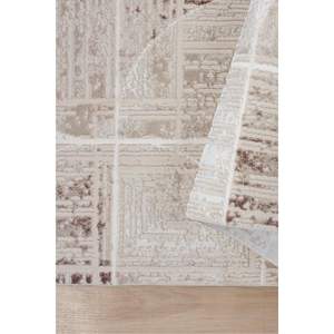 Tapis moderne en polyester tissé marron à poils moyens abstraits Konfor Elex 5207 pour salon et cuisine - Product Image 2