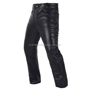 Pantalon en similicuir PU noir pour homme, coupe slim, extensible, style motard, nouveau design personnalisé - Product Image 1