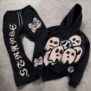 Ensemble de survêtement évasé inspiré du streetwear pour hommes, jogging baggy lourd, sweat à capuche surdimensionné, vêtements de détente imprimés - Product Image 2